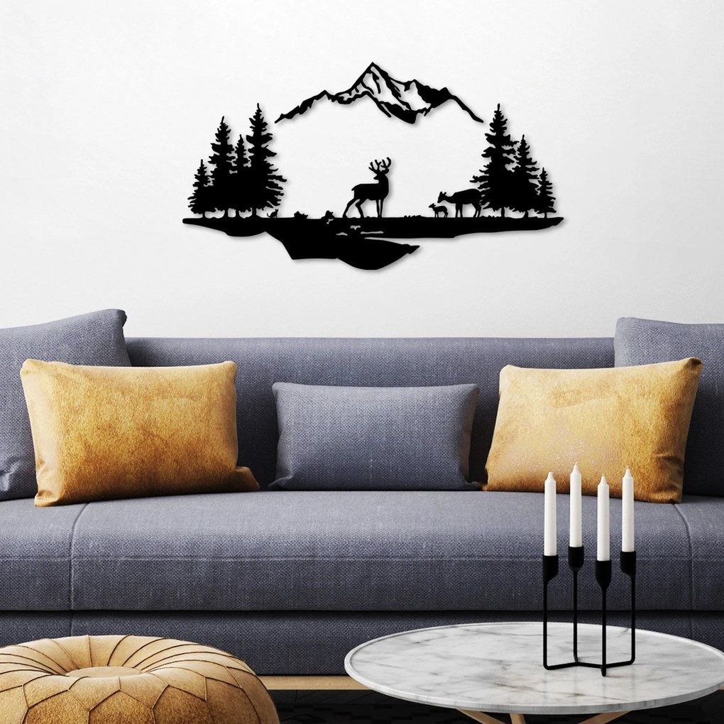 Fém fali dekoráció, Deer And Landscape - 1