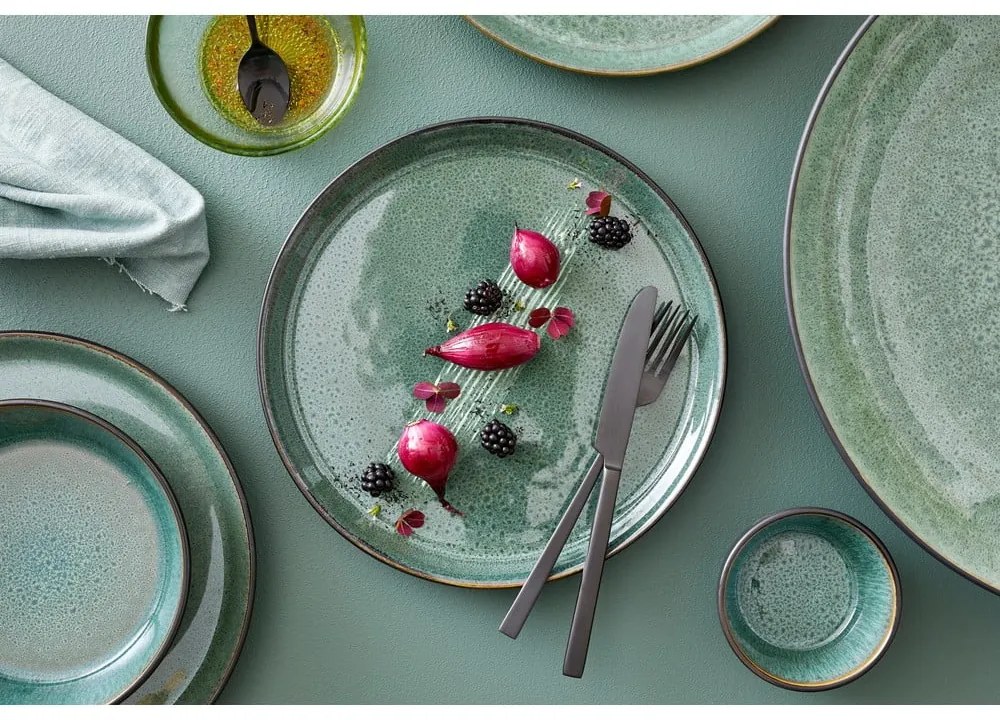 Zöld-fekete desszertes kőedény tányér ø 21 cm Gastro Green/Black – Bitz