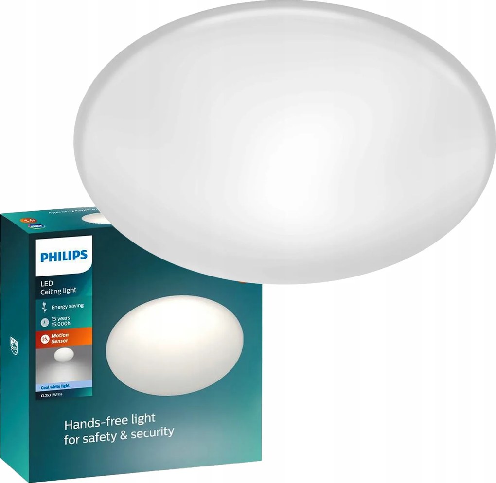 LED-es mennyezeti lámpa falra szerelhető 12W 4000K 26cm mozgásérzékelővel Philips