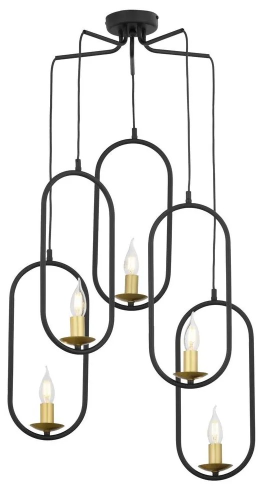 Jupiter 1811 - PI5 E14 - Csillár zsinóron PONTI 5xE14/40W/230V fekete