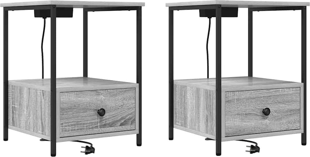 vidaXL Éjjeliszekrény 2 pcs Szürke Sonoma 42 x 41 x 56 cm Faanyag