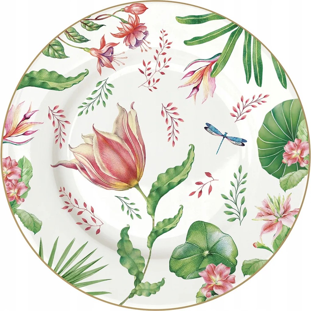 Tányér 19 cm desszertes színes virág motívum egyedi ajándék