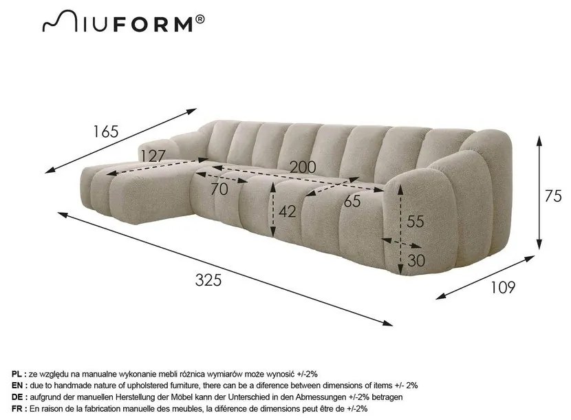 Sötétzöld sarokkanapé (bal oldali-heverő résszel) Shell – Miuform