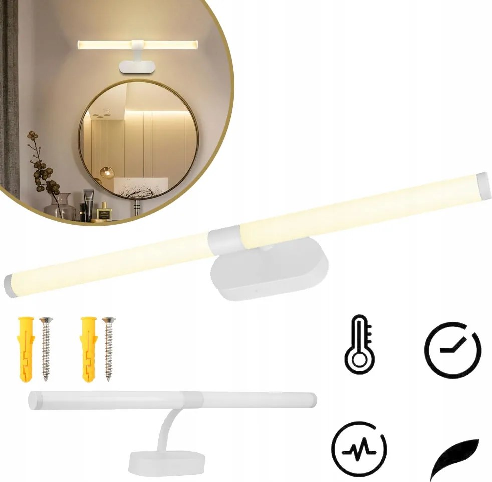 Fürdőszobai tükör világítás Led, 59,5 cm, 12 W, vízálló, IP44