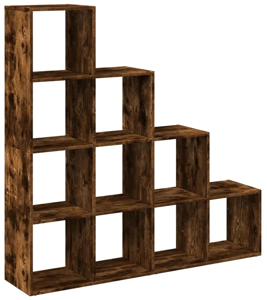 4 szintes füstös tölgy elválasztó könyvespolc 131,5x29x131,5 cm
