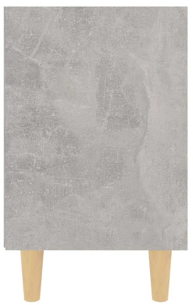 Betonszürke éjjeliszekrény tömör fa lábakkal 40 x 30 x 50 cm