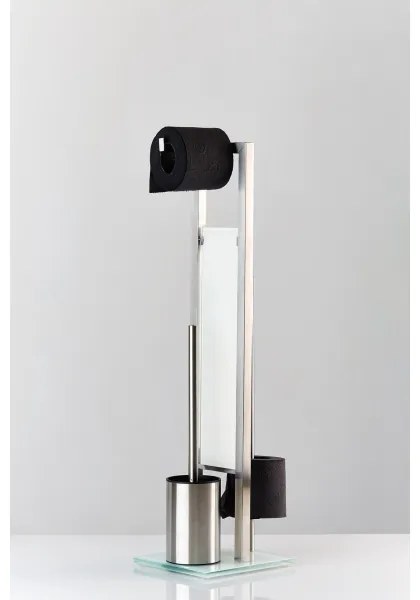 WENKO 21564100 - RIVALTA WC-kefe 18x70 cm, rozsdamentes acél/ezüst/fehér/fekete