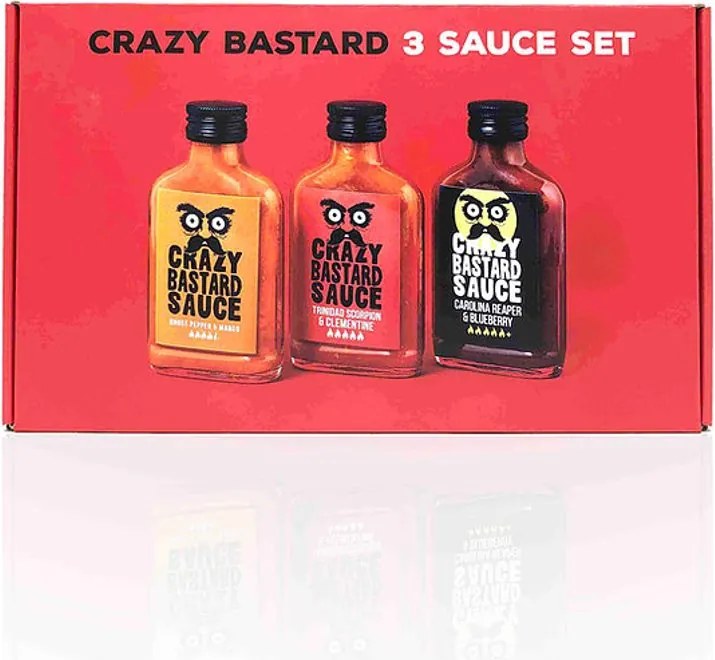 CRAZY BASTARD csípős szósz szett 3 x 100 ml,  piros