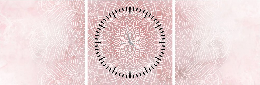 Kép - Rózsaszín mandala (órával) (90x30 cm)