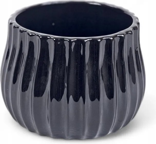 Vera mázas kis kerámia kaspó 13x16 cm fekete glamour