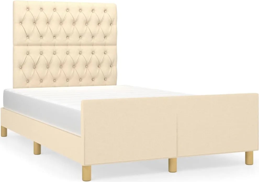 vidaXL krémszínű szövet ágykeret matrac nélkül 120x200 cm