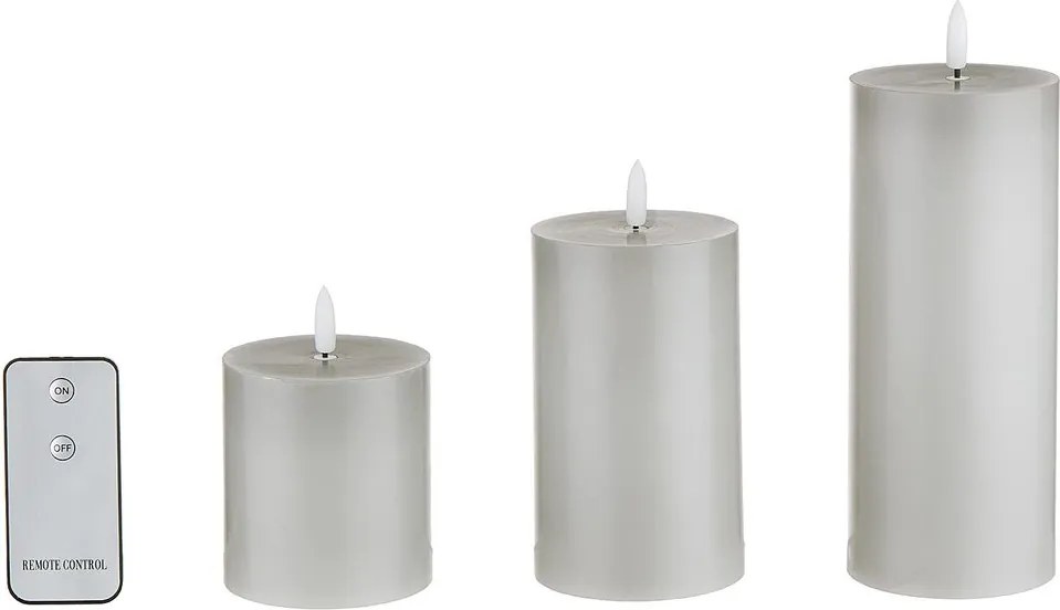 NORDIC LIGHT LED gyertya távirányítóval, szürke 3 darab