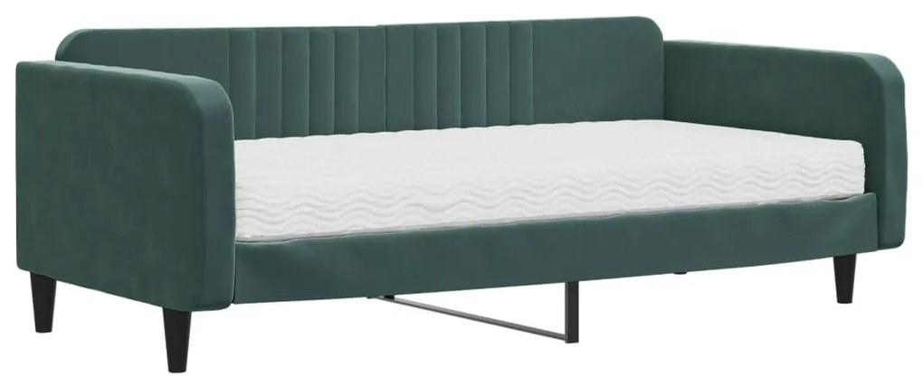 sötétzöld bársony heverő matraccal 100 x 200 cm
