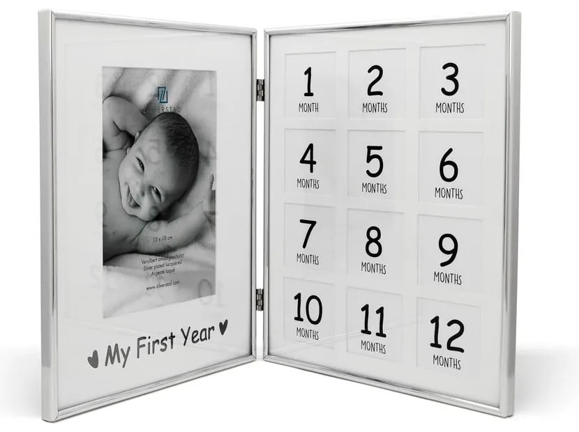 Ezüstszínű álló képkeret 21x26 cm My First Year – Zilverstad