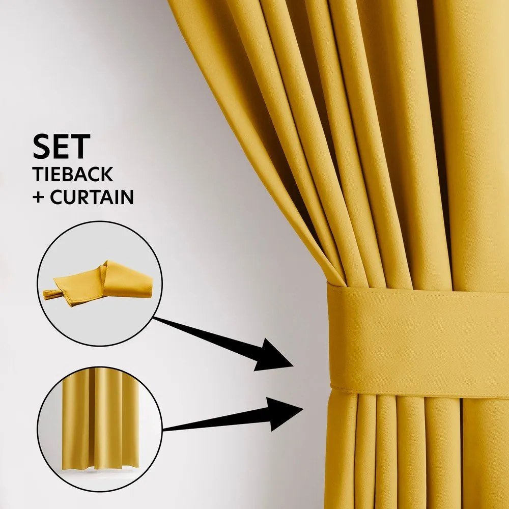 Sárga sötétítő termo függöny 140x245 cm Pleat – Restilo