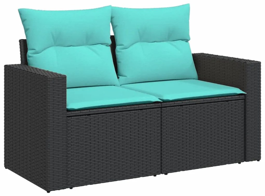 6 részes fekete polyrattan kerti ülőgarnitúra párnával