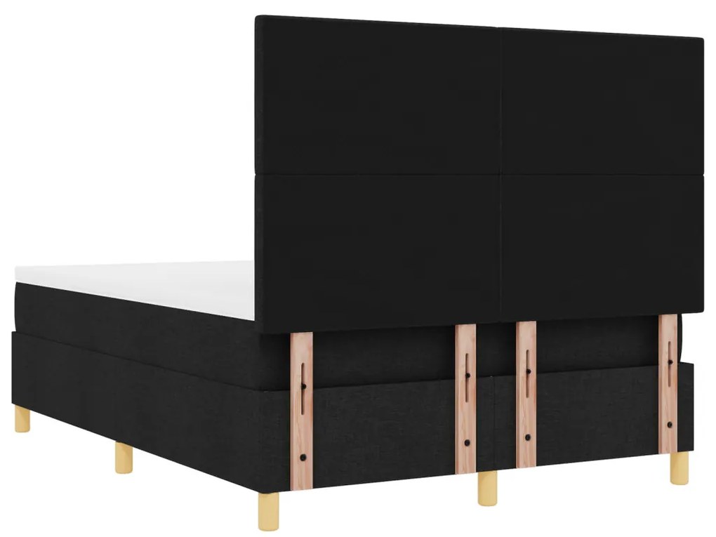 Boxspring Ágy Mattress &amp; LED Fekete 140x200 cm Szövet