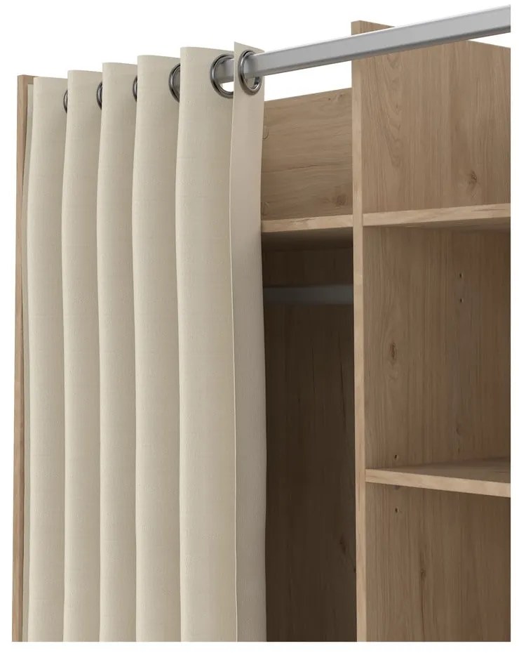 Bézs-natúr színű ruhásszekrény tölgyfa dekorral 100x160 cm Kit – Tvilum