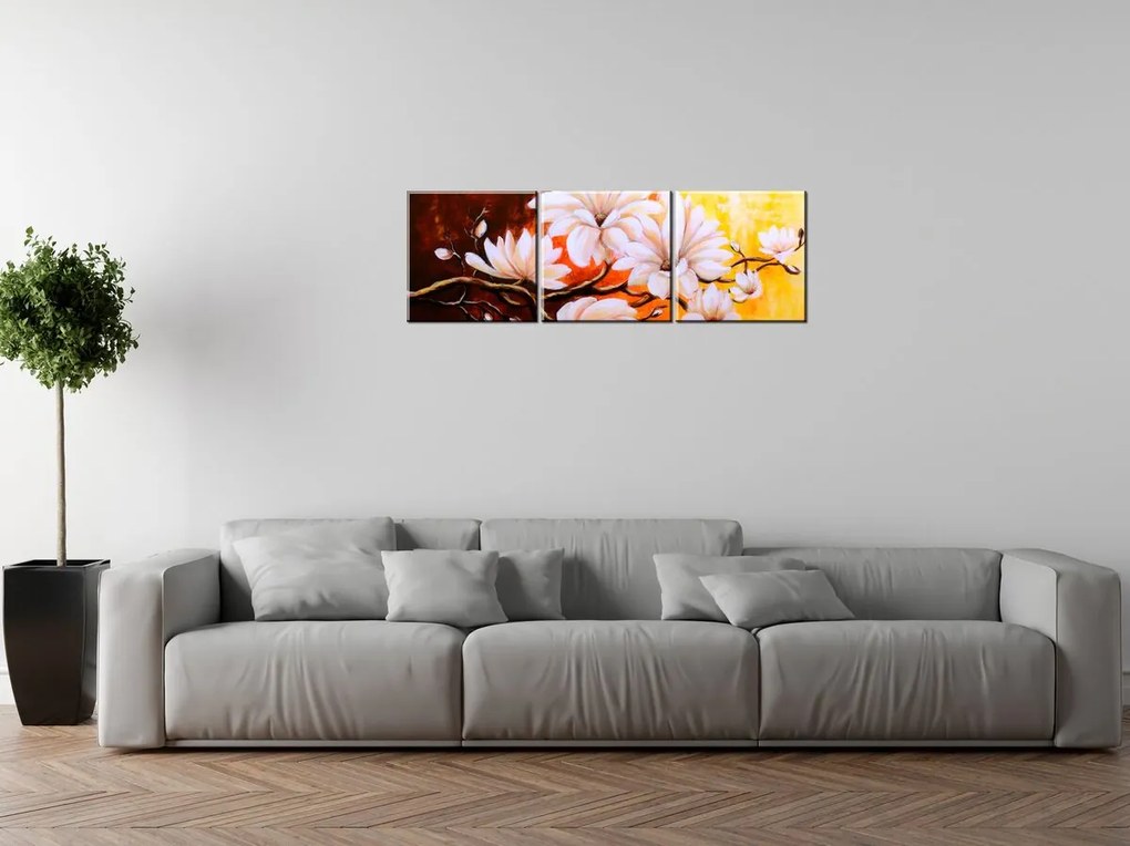 Gario Vászonkép Színes magnóliák - 3 részes Méret: 90 x 70 cm