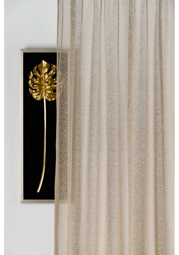 Bézs-aranyszínű átlátszó függöny 140x245 cm Carmine – Mendola Fabrics