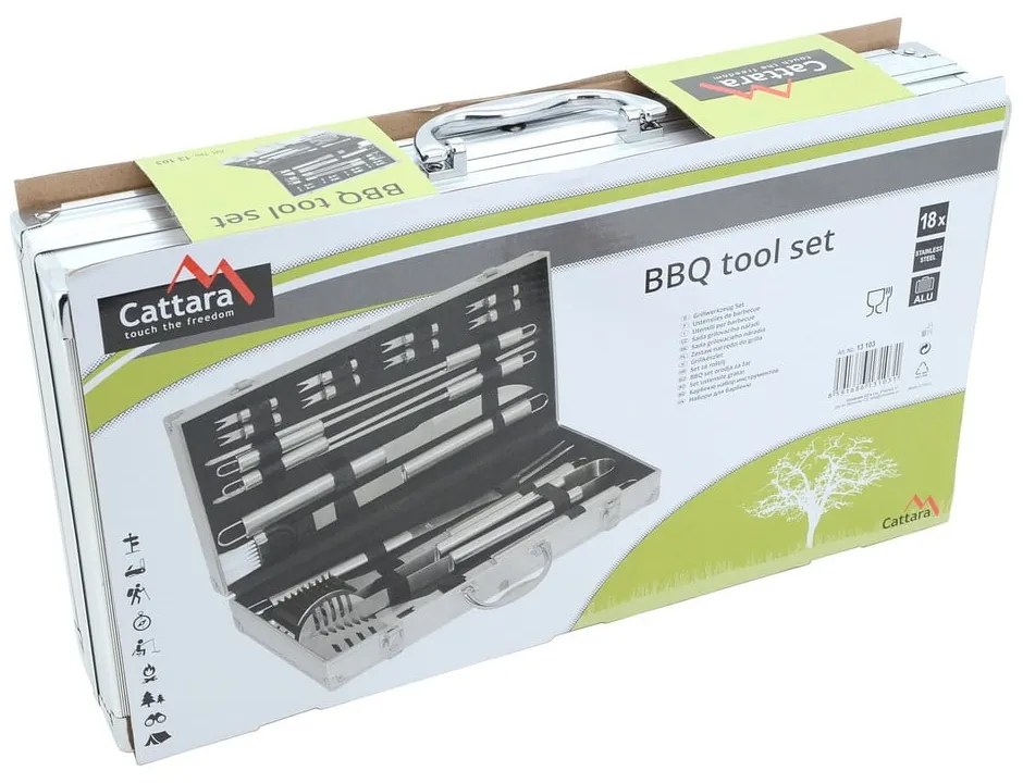 Alu 18 db-os grillező eszköz készlet táskával - Cattara