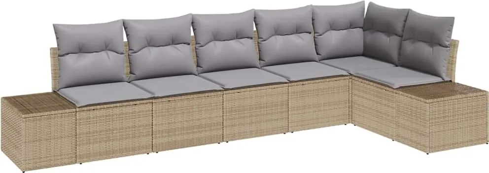 vidaXL Kerti Kanapé Szett párnával 6 pcs Barna és szürke polirattan