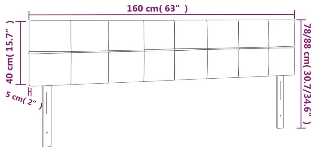 rózsaszín bársony LED-es fejtámla 160x5x78/88 cm