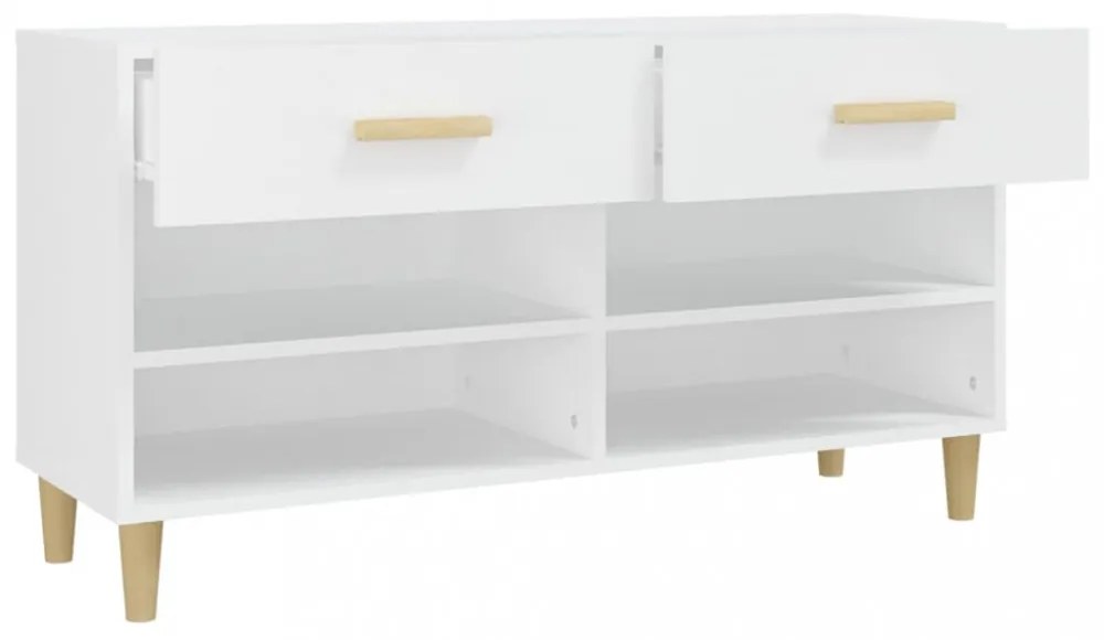 fehér szerelt fa cipősszekrény 102 x 35 x 55 cm
