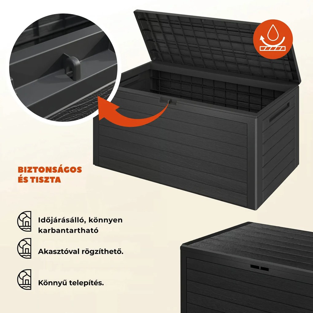 WOODEBOX tárolódoboz, 280l, 120x46x57cm, antracit Prosperplast