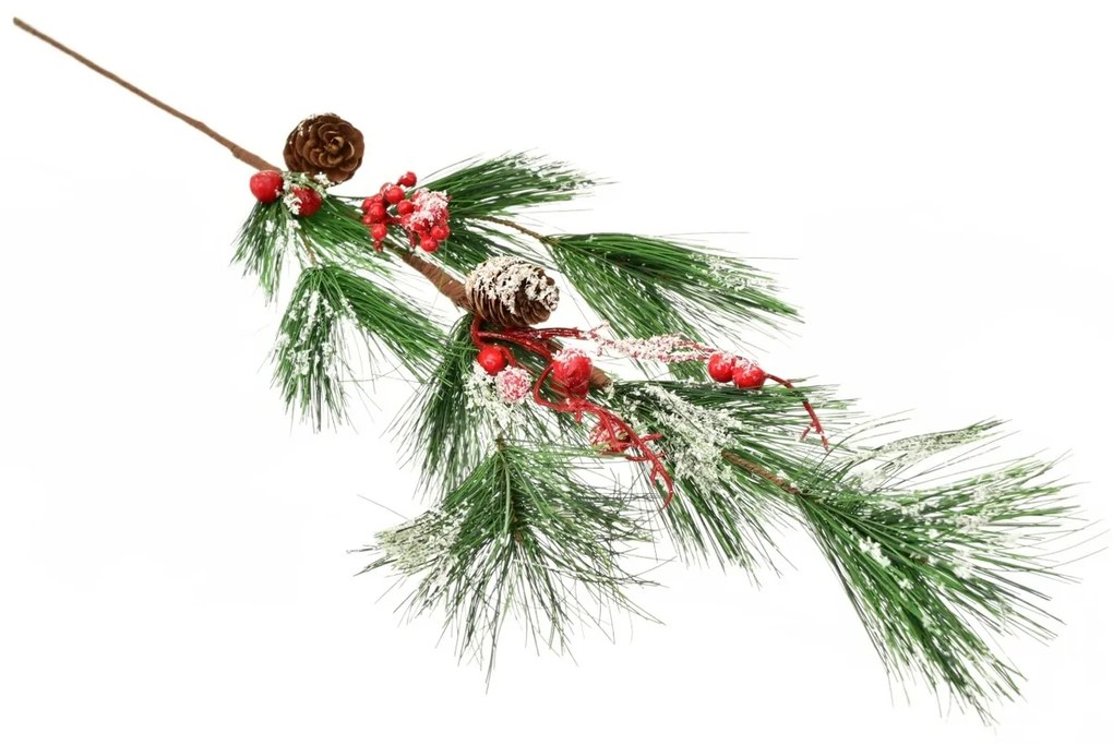 Műfenyő ág díszítéssel, 75 cm