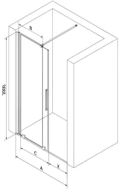 Mexen Velar, tolózuhanyajtó nyitáshoz 90 cm, 8 mm szürke üveg, polírozott grafit, 871-090-000-41-66