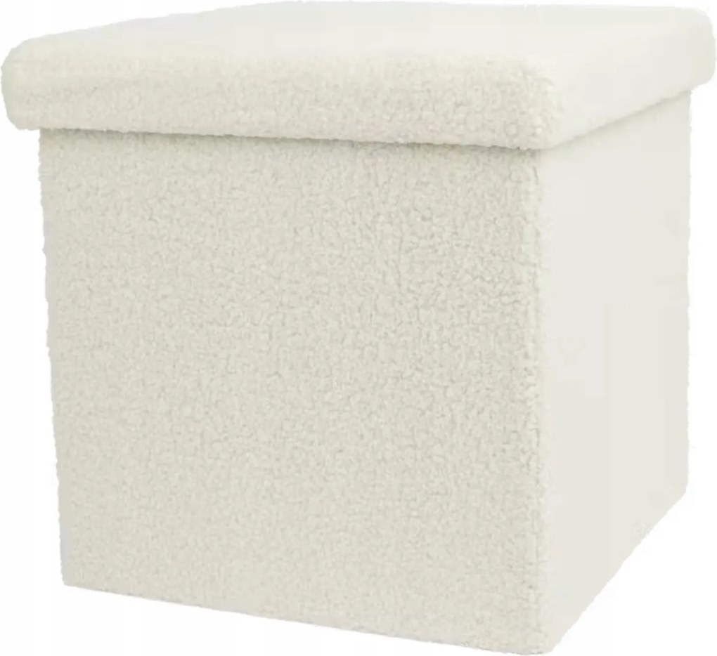 Fehér Négyzet Alakú Puff Tárolórekesszel Nyitható Puff Fehér Ajándék 38X38CM