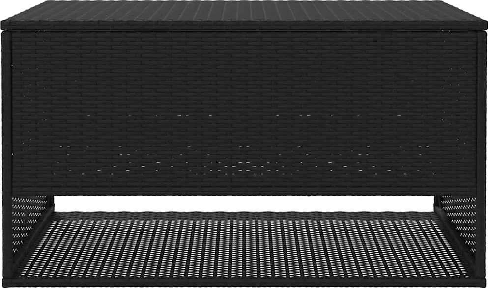 Fekete Polyrattan Kültéri Párna Doboz 100X55X55,5 Cm