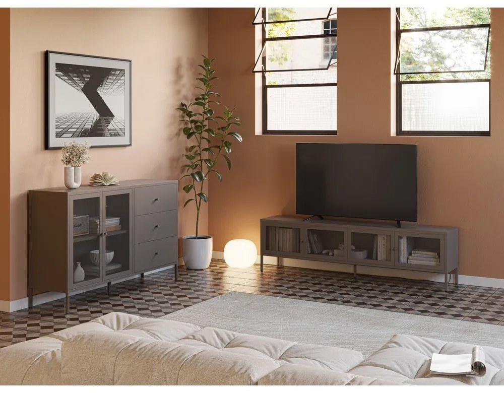 Szürke fém TV-állvány 160x50x35 cm Fayna – Marckeric