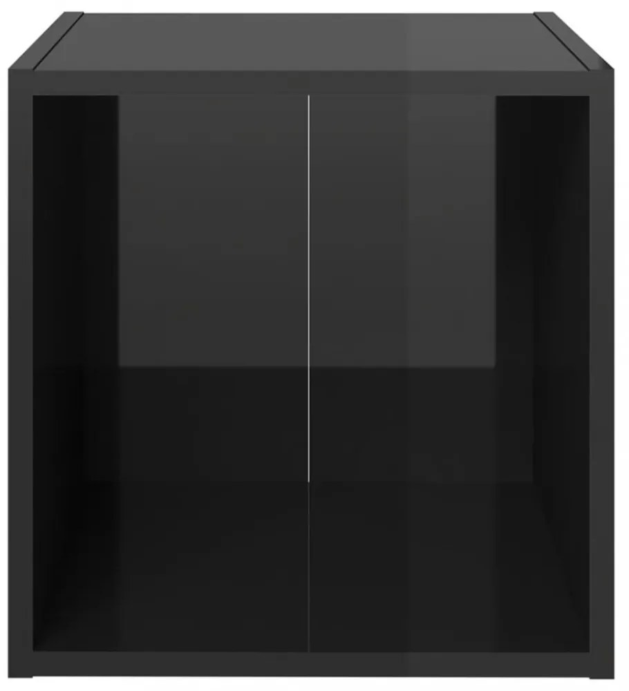 4 db magasfényű fekete szerelt fa TV-szekrény 37 x 35 x 37 cm