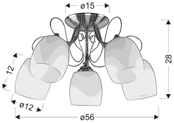 Felületre szerelhető csillár AMBA 5xE27/40W/230V