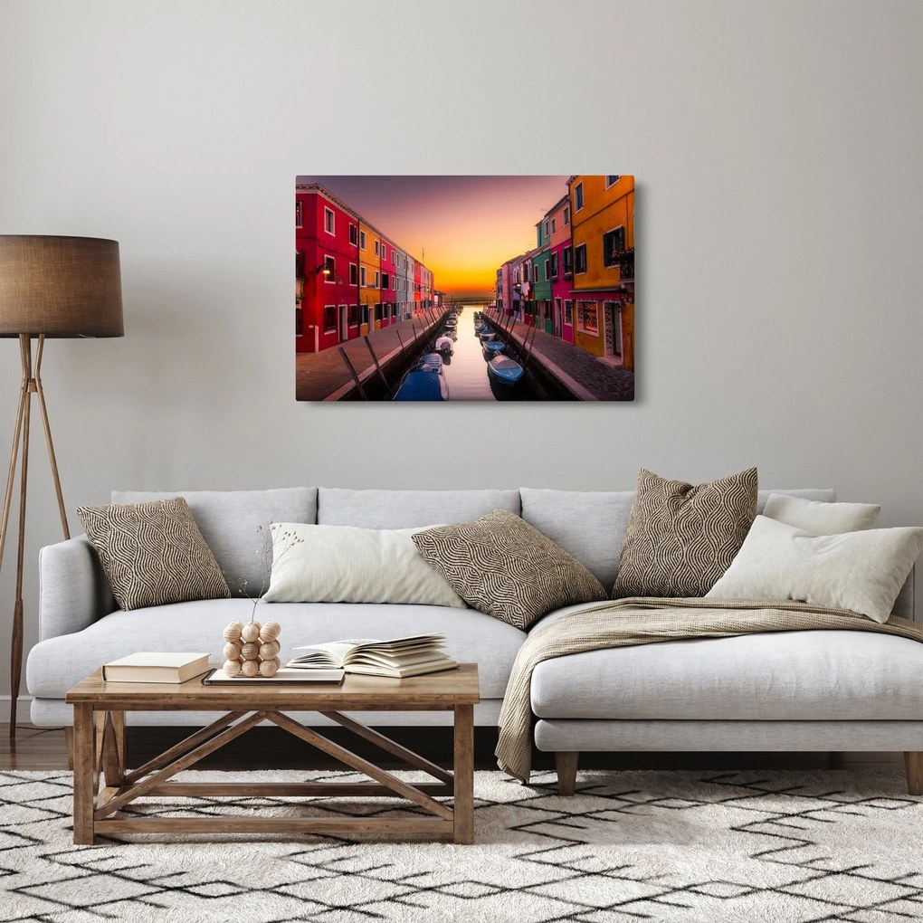 Kép - Naplemente, Burano sziget, Velence, Olaszország (90x60 cm)