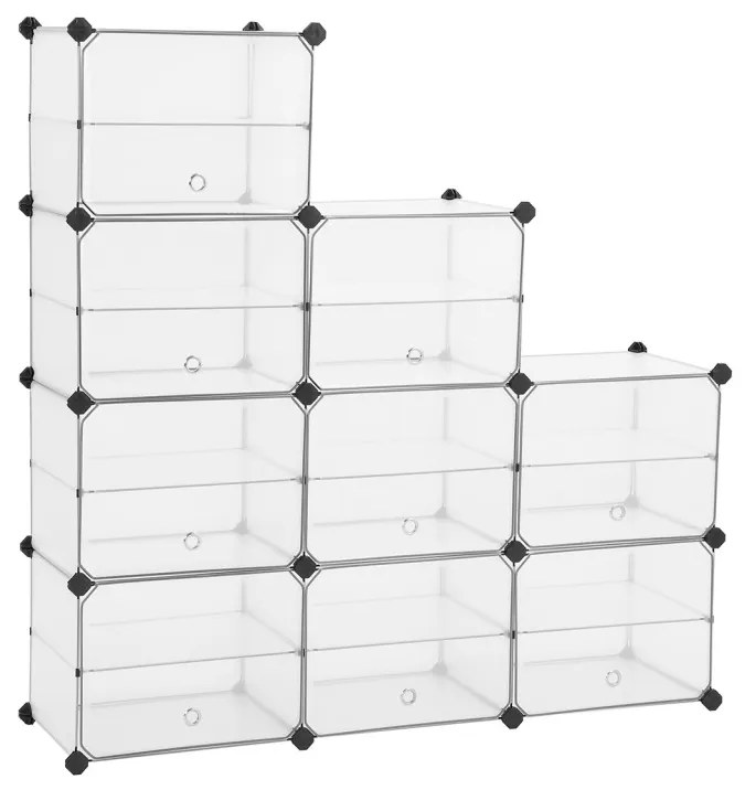 Cipőtároló doboz 9 db moduláris tárolódoboz, fehér 123x31x93cm