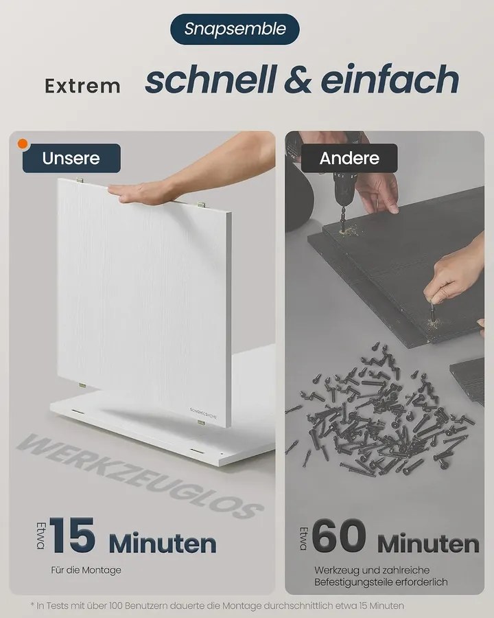 SONGMICS HOME Snapsemble TV-állvány és Tálalószekrény LED-del, KADIN, Hófehér
