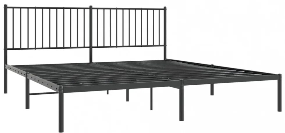 fekete fém ágykeret fejtámlával 180 x 200 cm