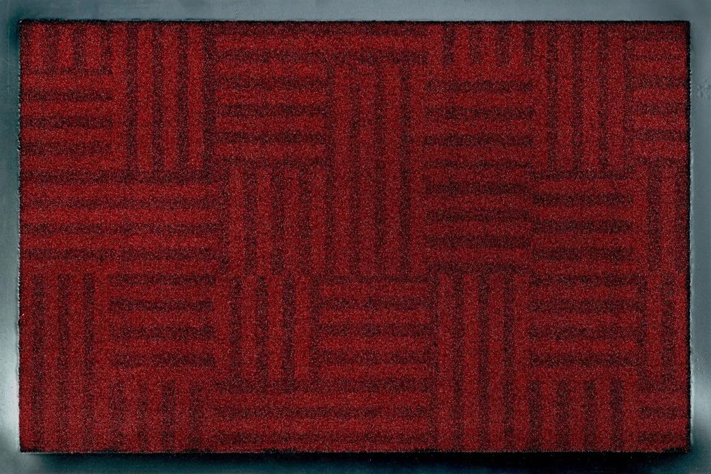 Lábtörlő bejárati szőnyeg|Billboard Linear maze red 50x75 cm Kleen-tex