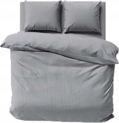 Prémium sima csíkos szatén ágyneműhuzat 180x200 szürke