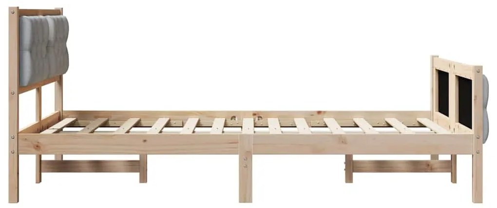 Ágykeret fejtámlával Világosszürke 120 x 190 cm Tömör fenyőfa