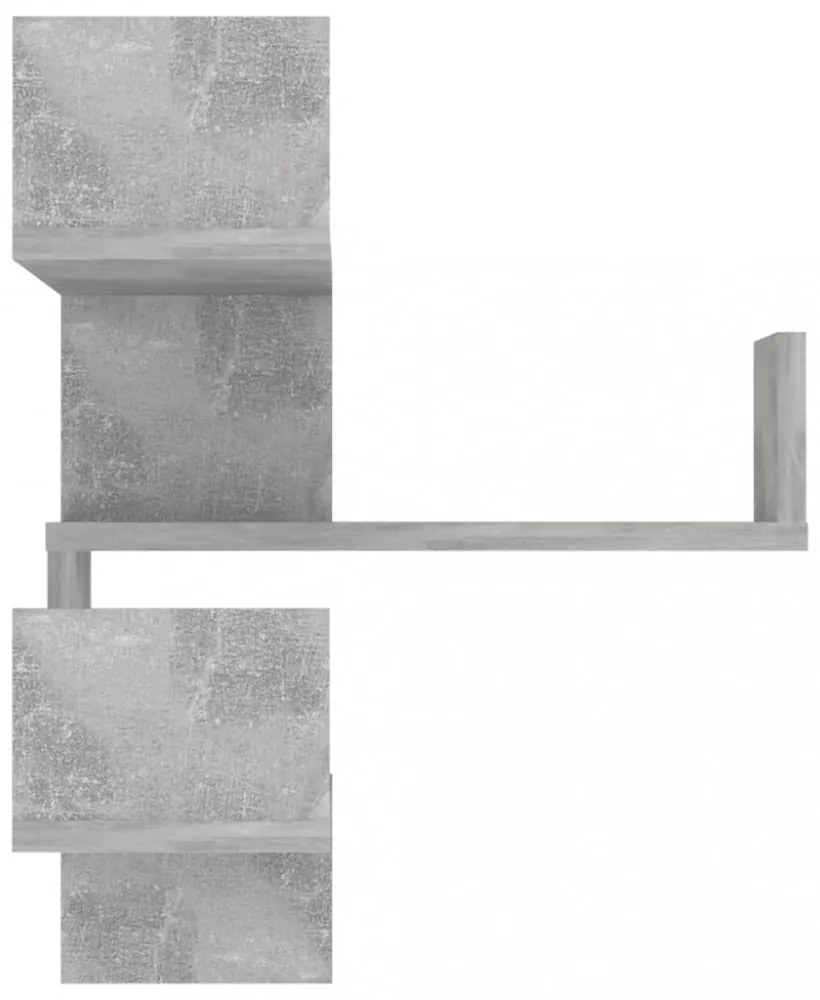 betonszürke szerelt fa fali sarokpolc 40 x 40 x 50 cm
