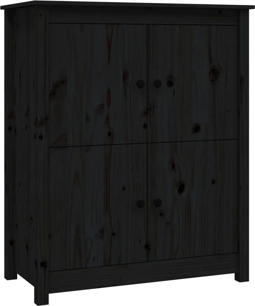 vidaXL fekete tömör fenyőfa tálalószekrény 83 x 41,5 x 100 cm