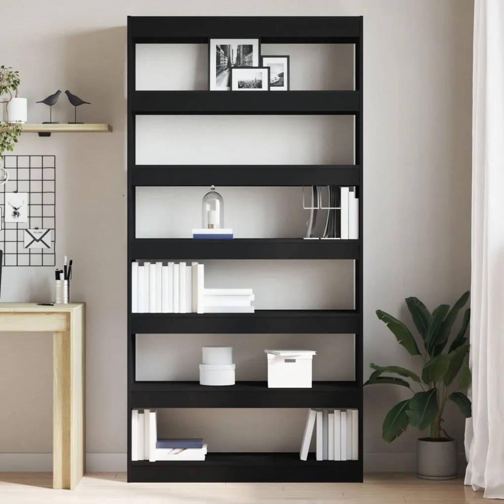 Könyvespolc Fekete Összeállított fa 100 x 30 x 198 cm Könyvespolc