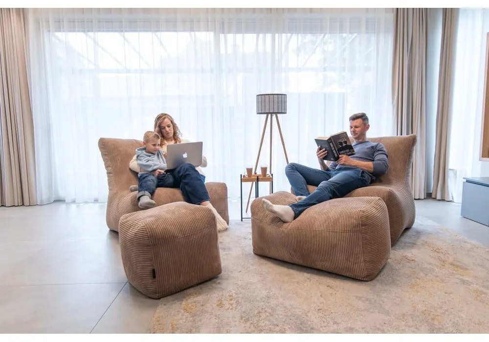 Világosszürke kordbársony babzsákfotel Plus 70 Lounge – SLOWDOWN