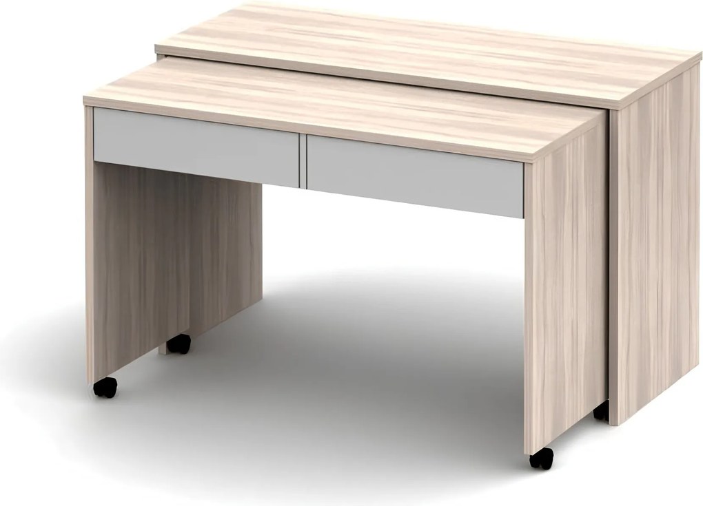 Nyitható PC asztal fiókokkal, tölgy sonoma/fehér, VERSAL NEW