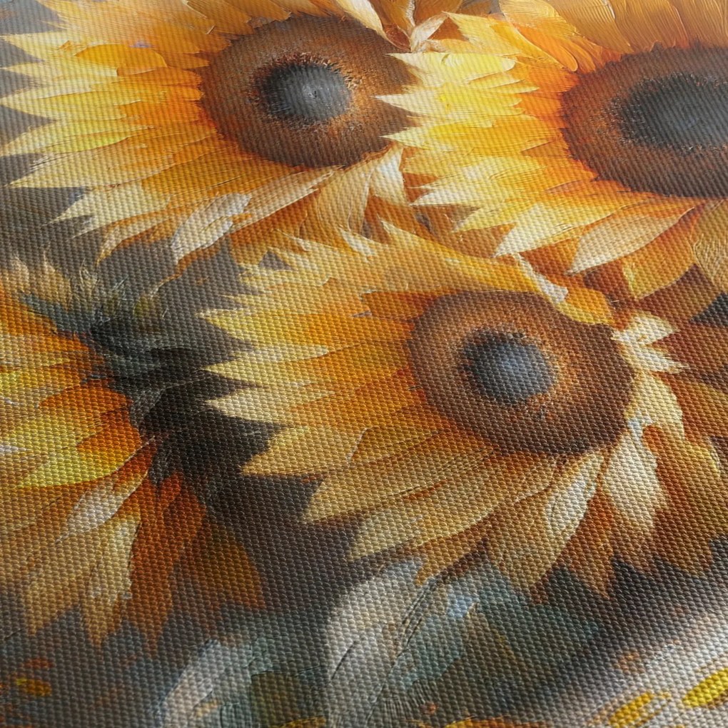 Kép - Napraforgók festménye (órával) (90x30 cm)