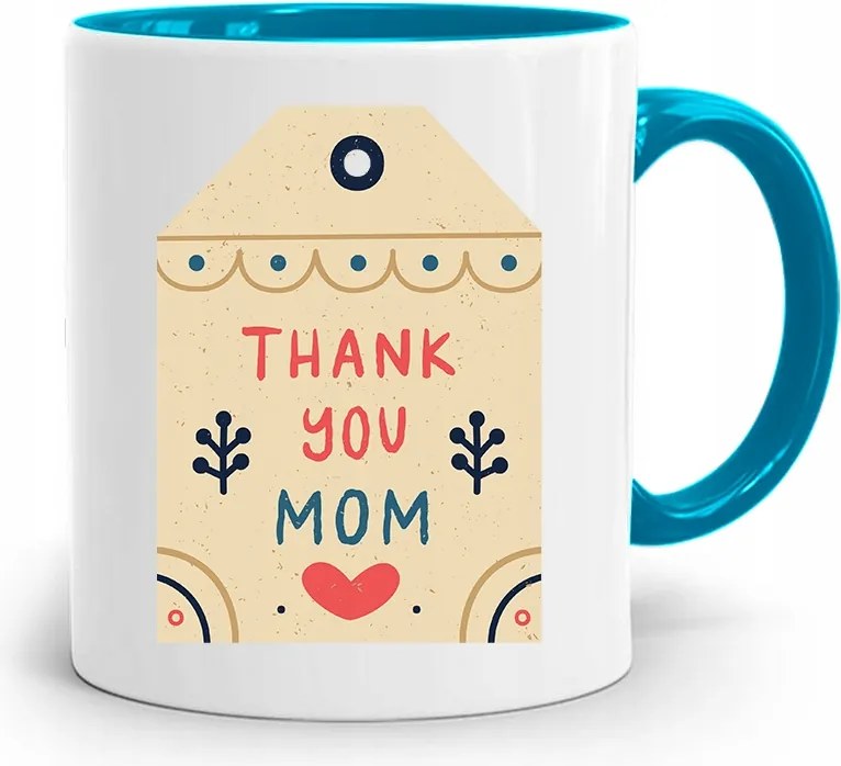 Kék Bögre Anyukáknak Thank You Mom Ajándék fényképes nyomattal